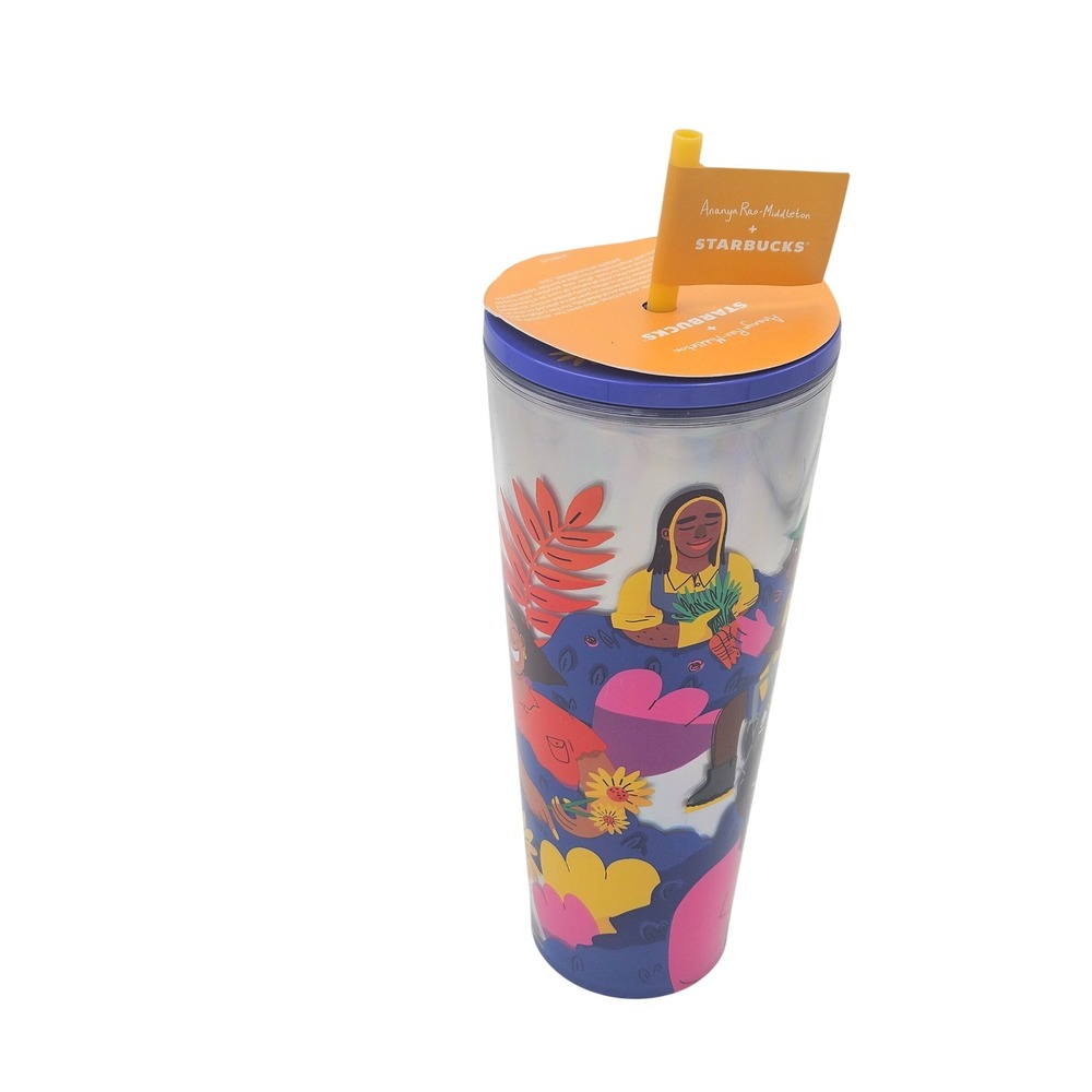 Starbucks Tumbler Ananya Rao-Middleton Cold Cup‎ With Straw 24 oz